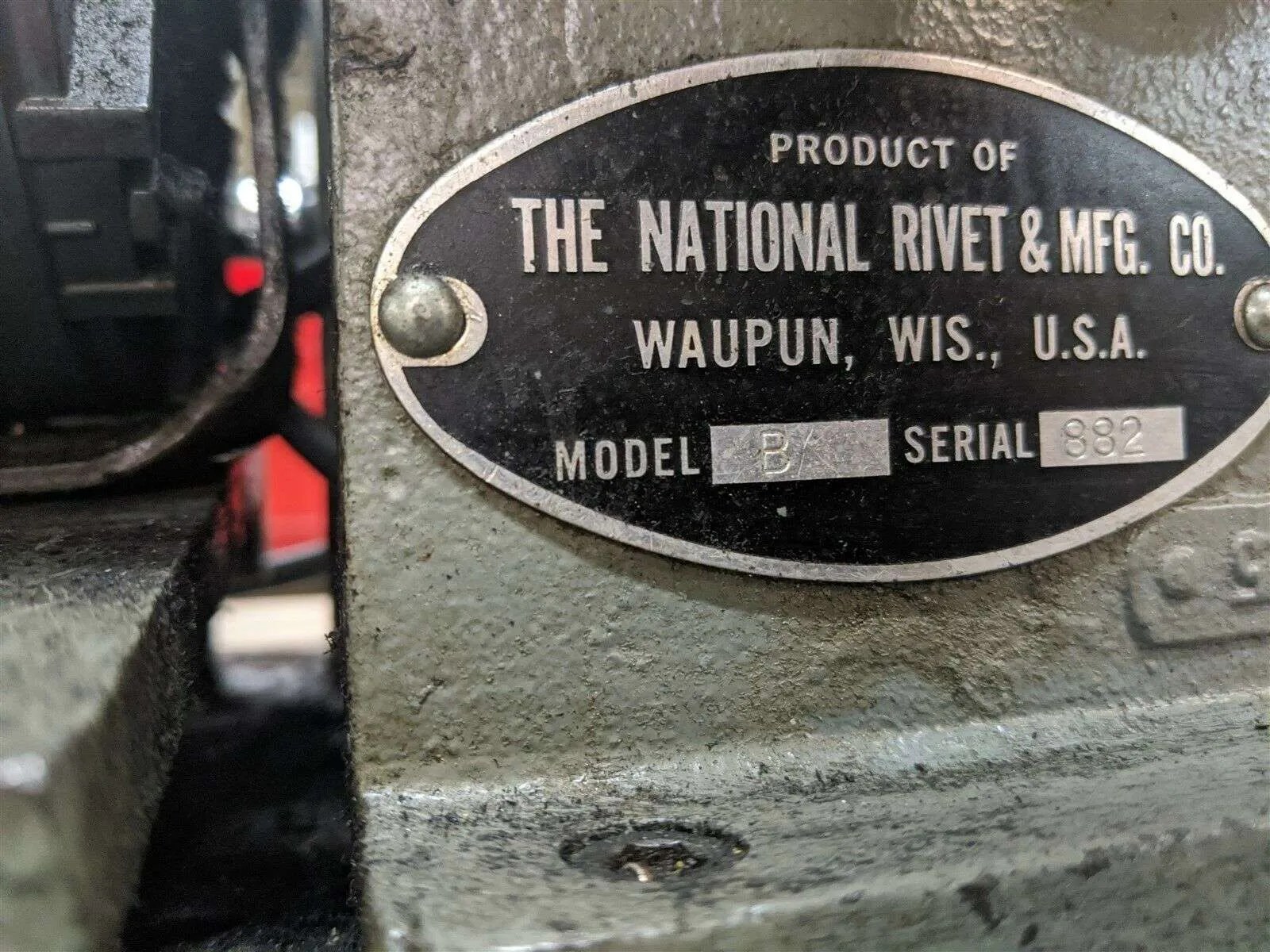National Rivet Model B Single Head Riveter Machine Moose #R5 - Image 3