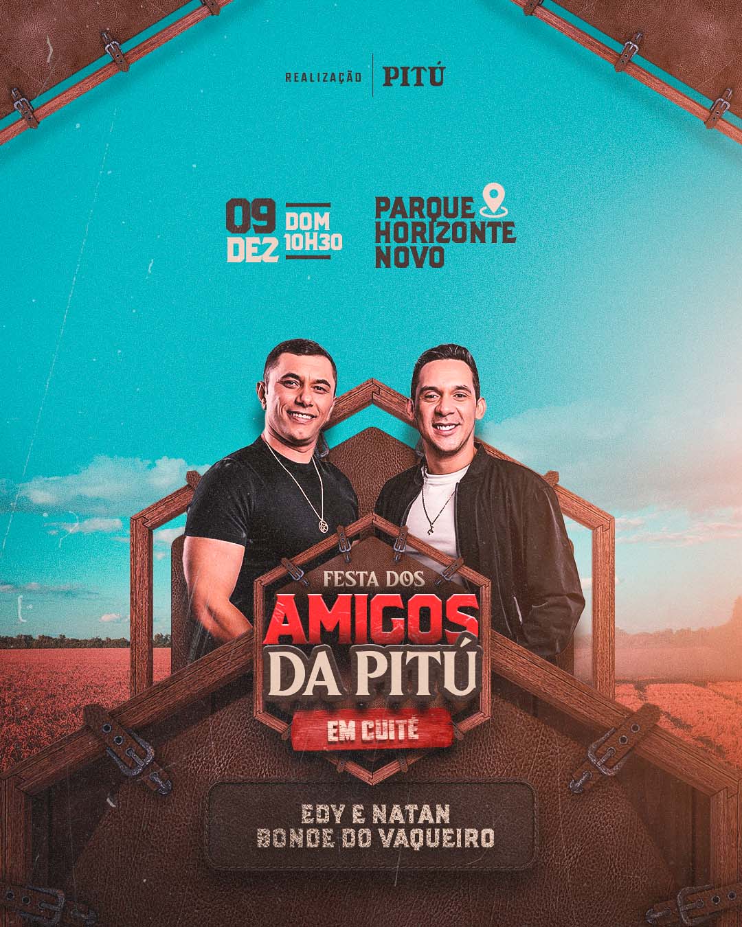 FLYER PSD: Cartaz Festa Amigos da Pitu, Editável no Photoshop e Canva