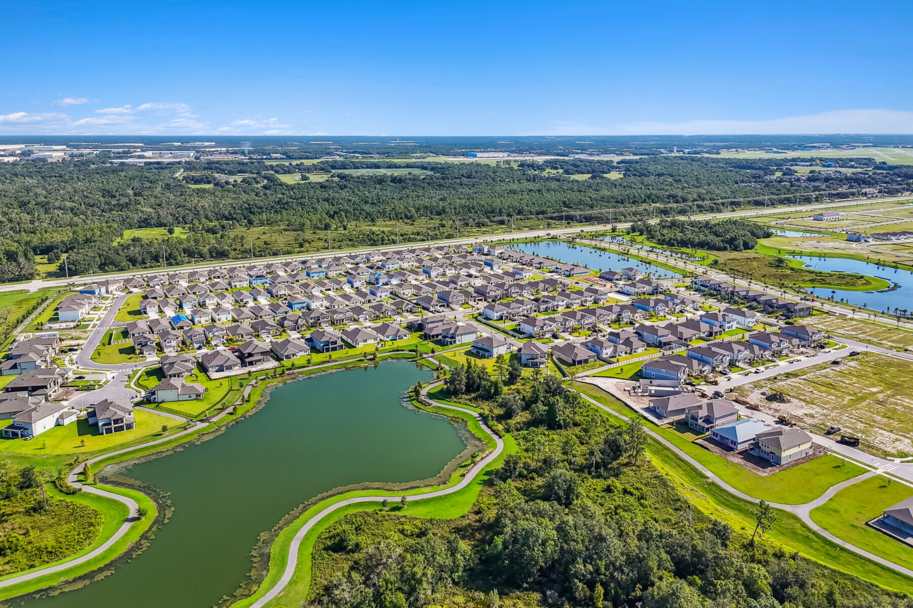 Aerial view of a new-construction community in Lakeland, Florida