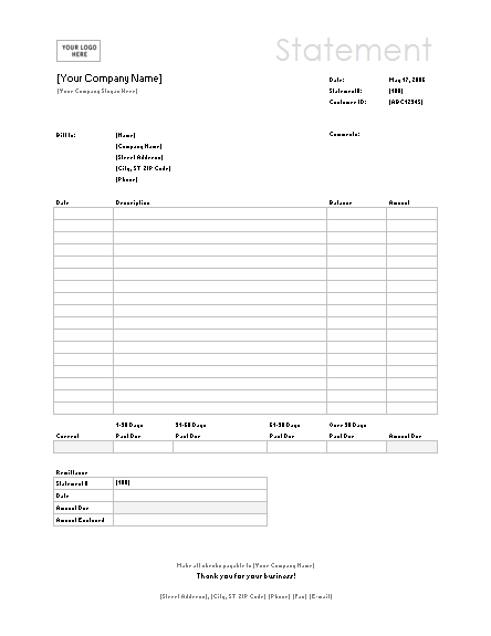 Download Billing Statement For Microsoft Office Software Its A Free Billing Statement As Ms Office Templates