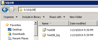 Create new SQL Database in different location using SSMS