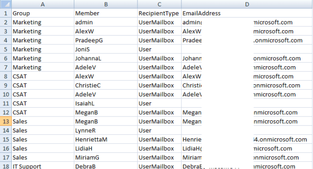 Export Office 365 Groups and  Members to CSV