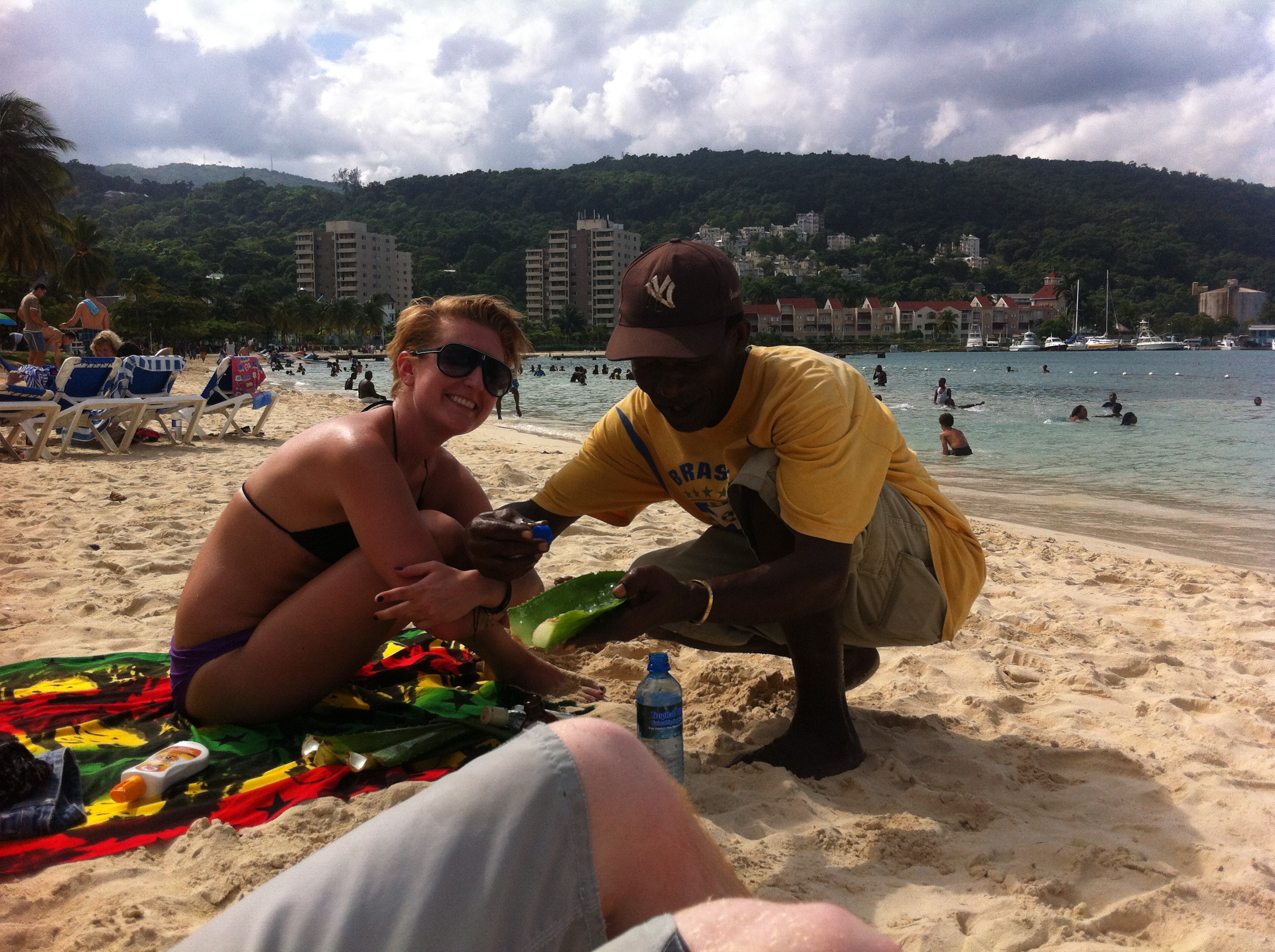 While relaxing on the beach in Jamaica, a local man, taught me how to make sunscreen with aloe.