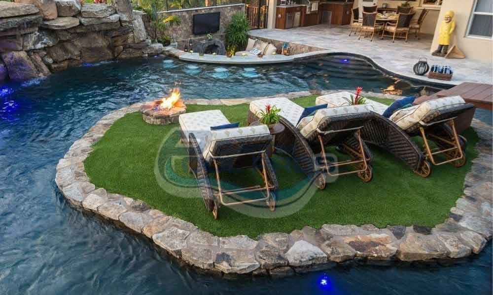 Pool Feature - Sitting area with fire pit in the pool