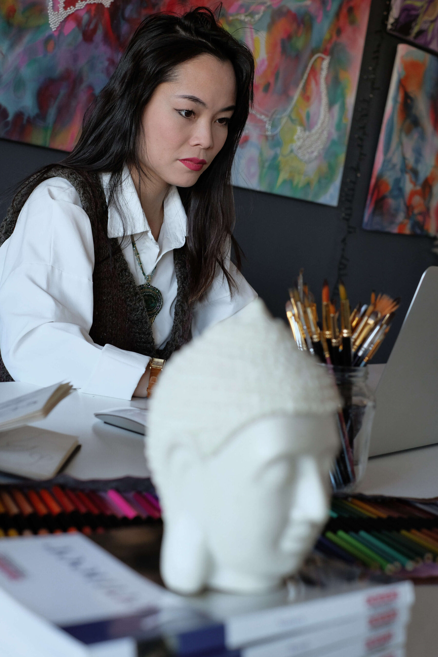 Beautiful Asian girl at work