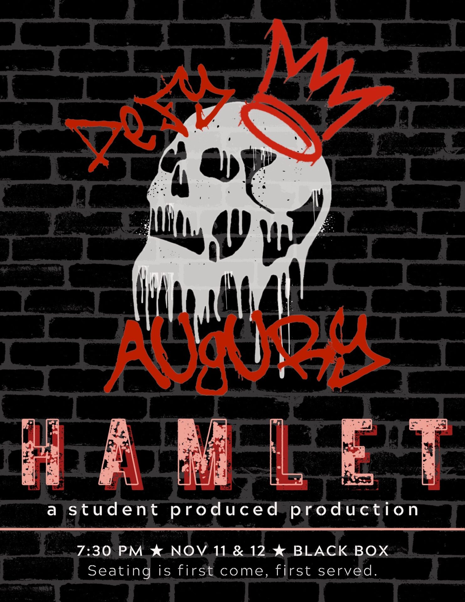 Poster for the student production of Hamlet