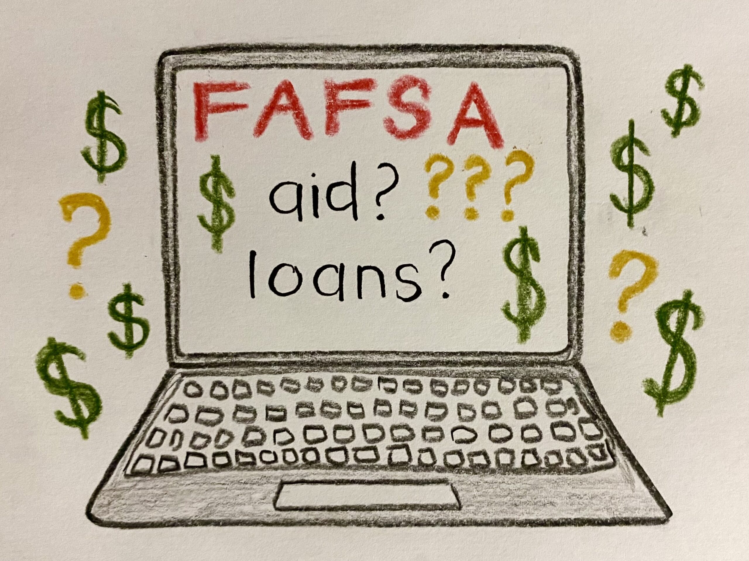 Illustration of laptop open to fafsa page