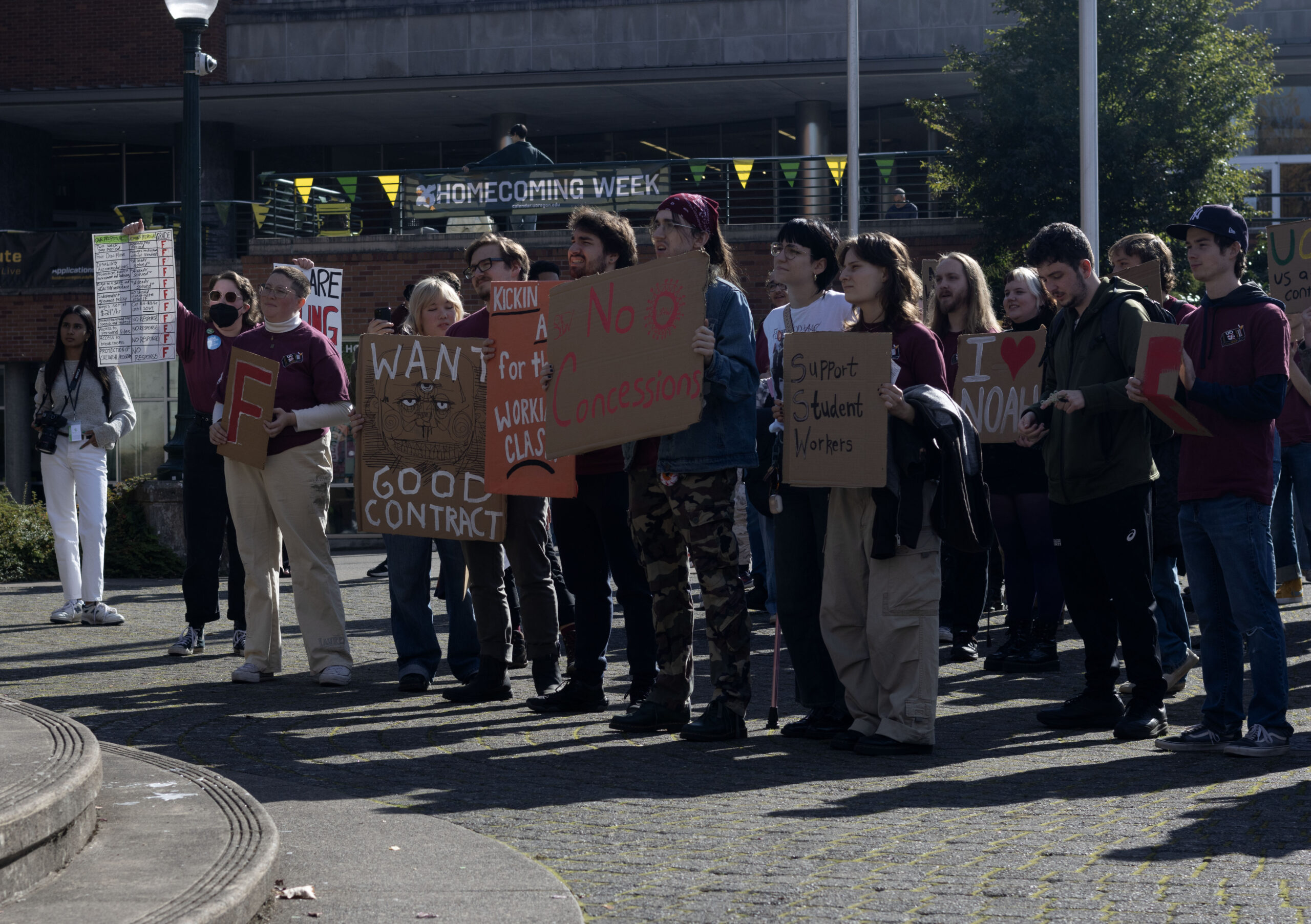 Photo of student union protestors on campus.