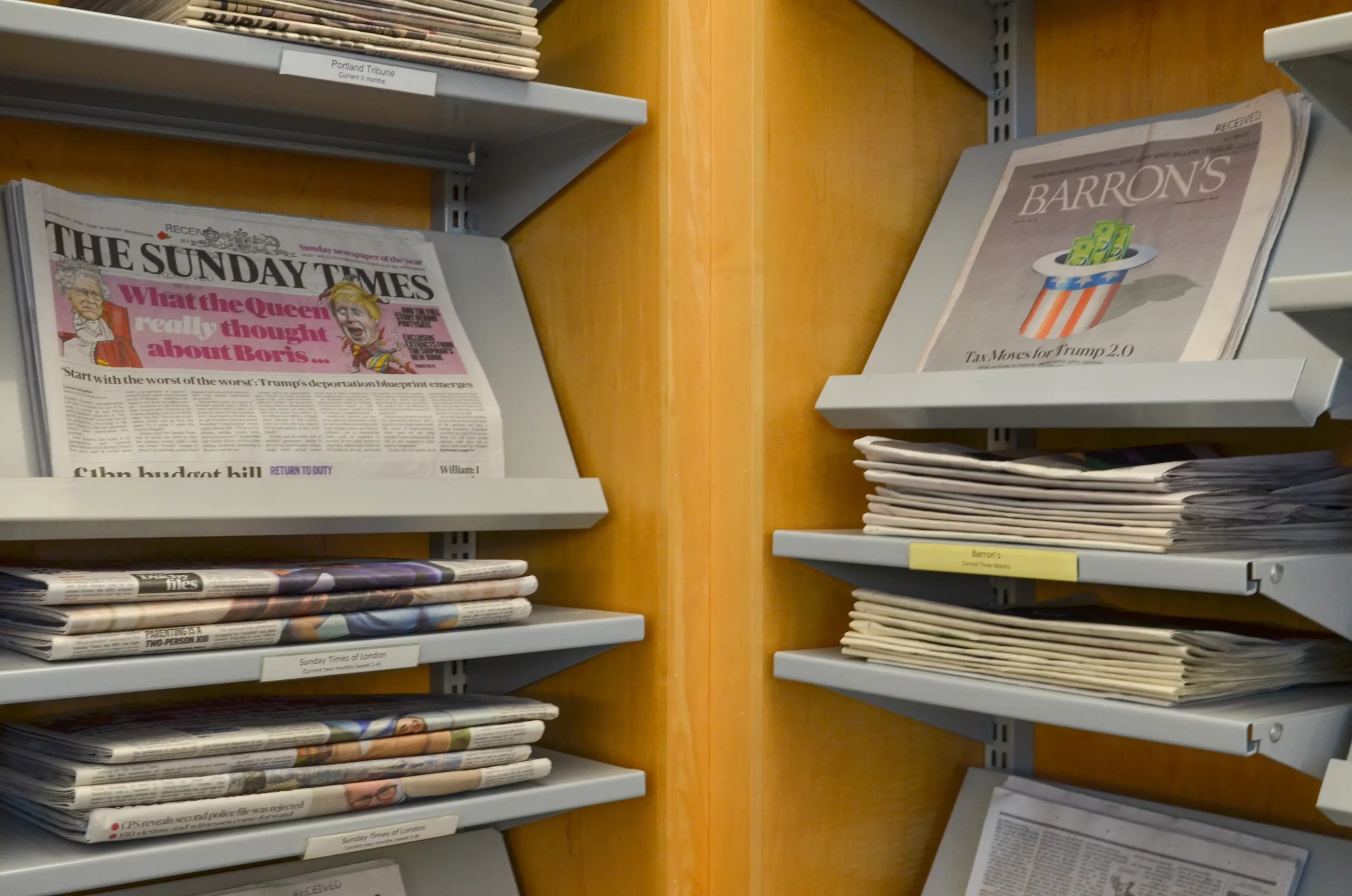 Photo of stacked newspapers
