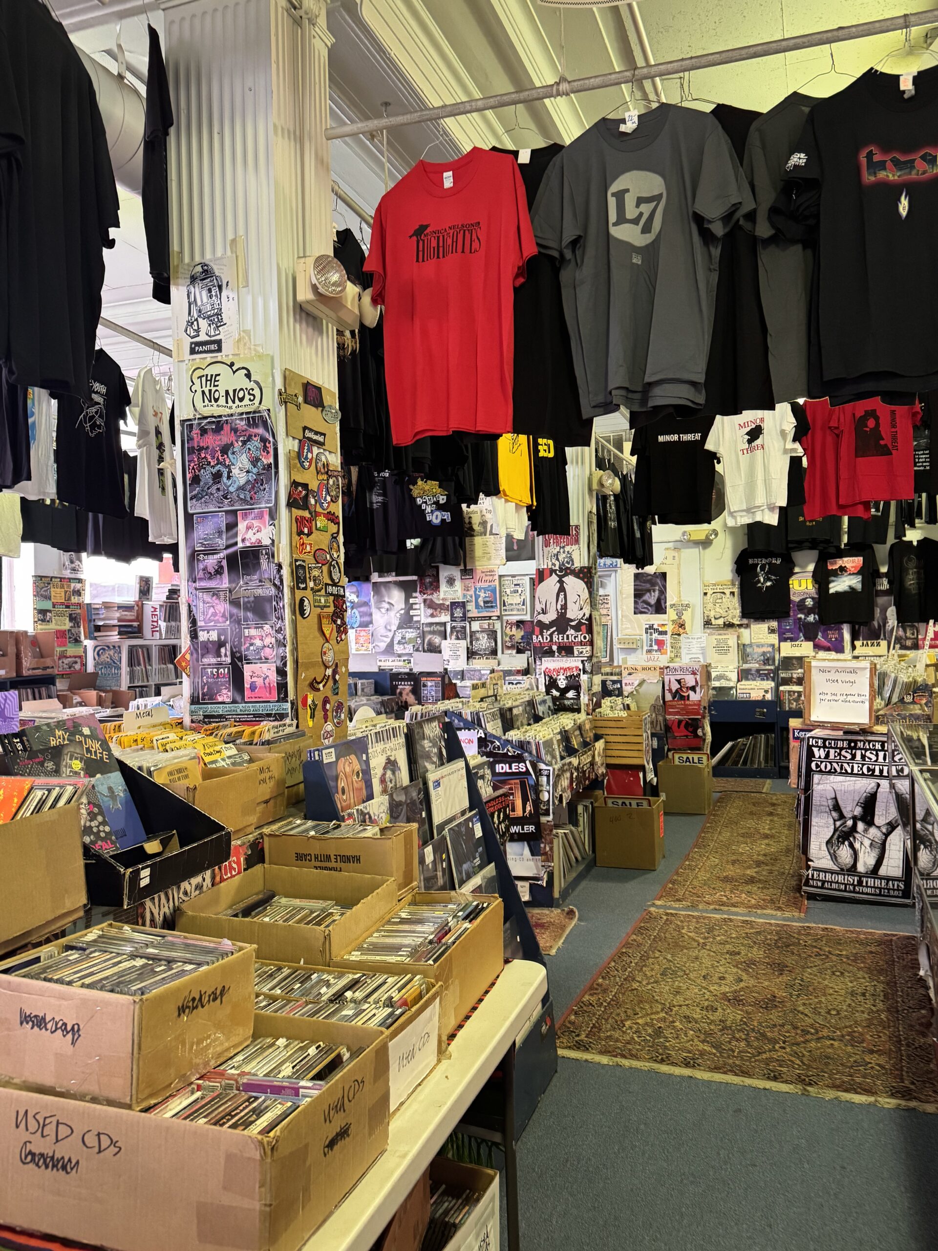 Posters and tee-shirts line the walls of 2nd Avenue Records.