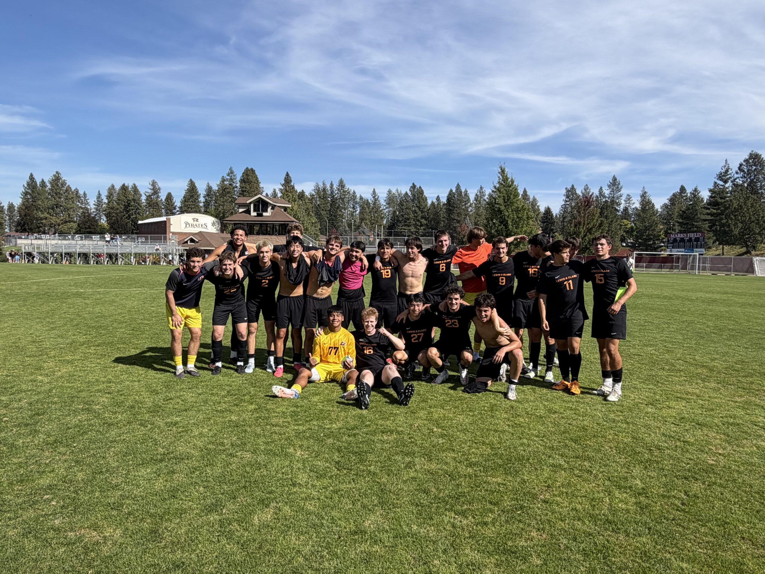 Team photo of the men's soccer team.