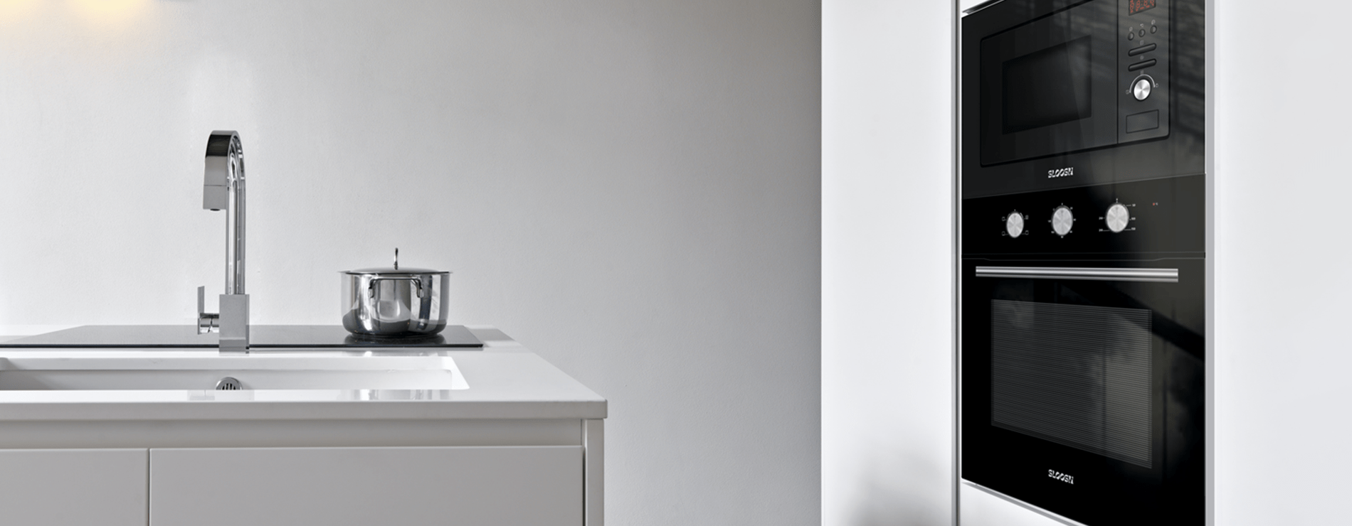Kitchen with built in oven and microwave