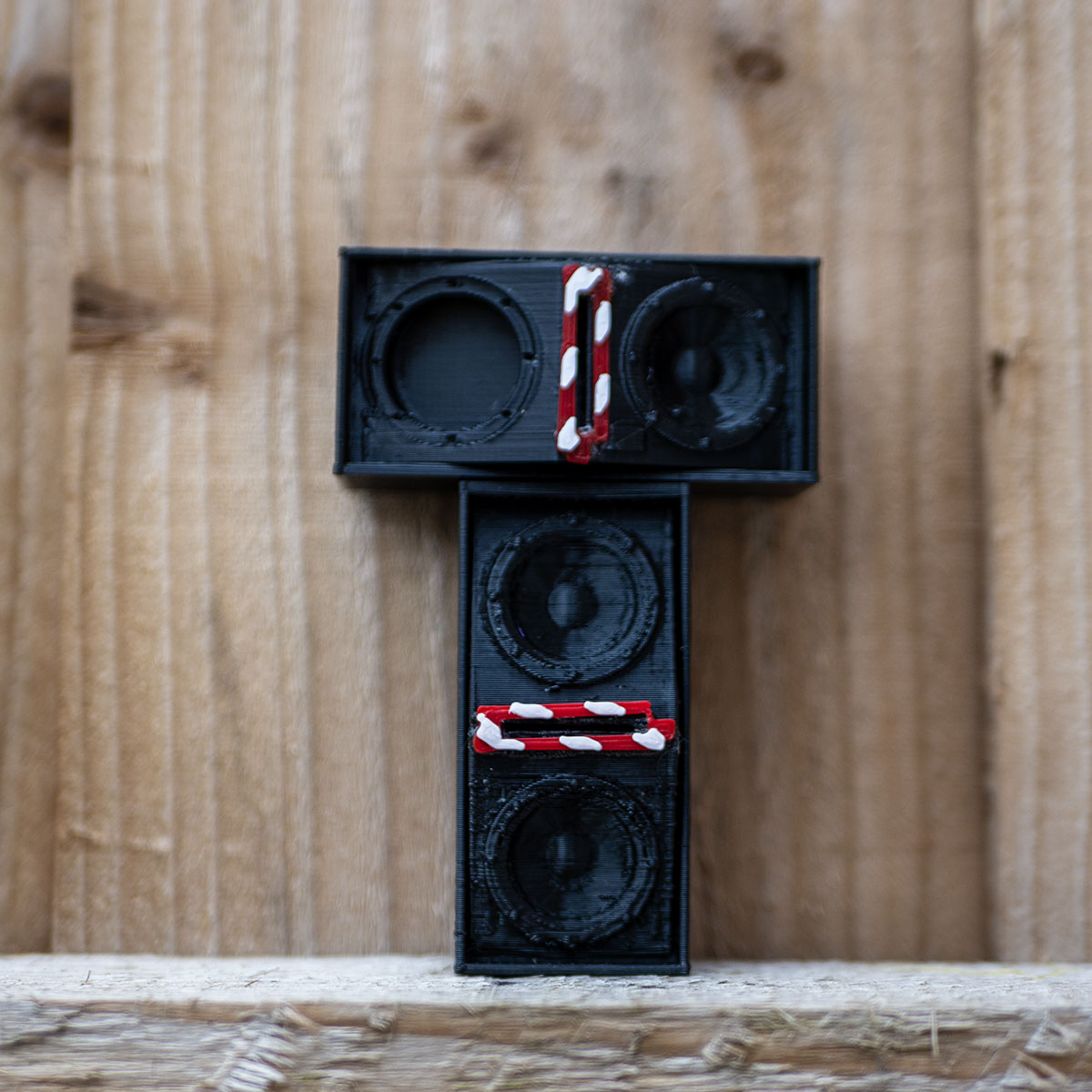 This is the custom-designed 3D Printed 'To Order' Trancentral Speaker Stack 16GB of 32Gb USB Drive, hand modelled in Blender, based on source photos from the Album, The White Room by The KLF.