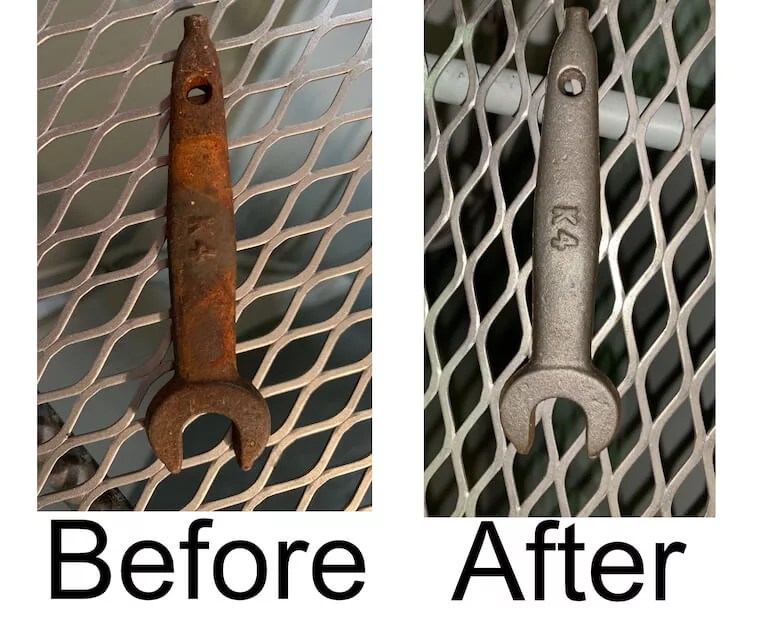 before and after sand blasting wrenches