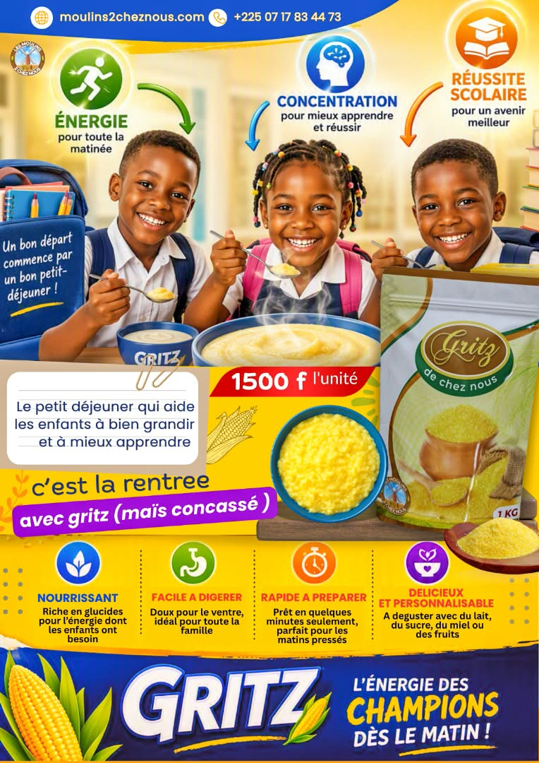 gritz, Maïs concassé, rentrée scholaire