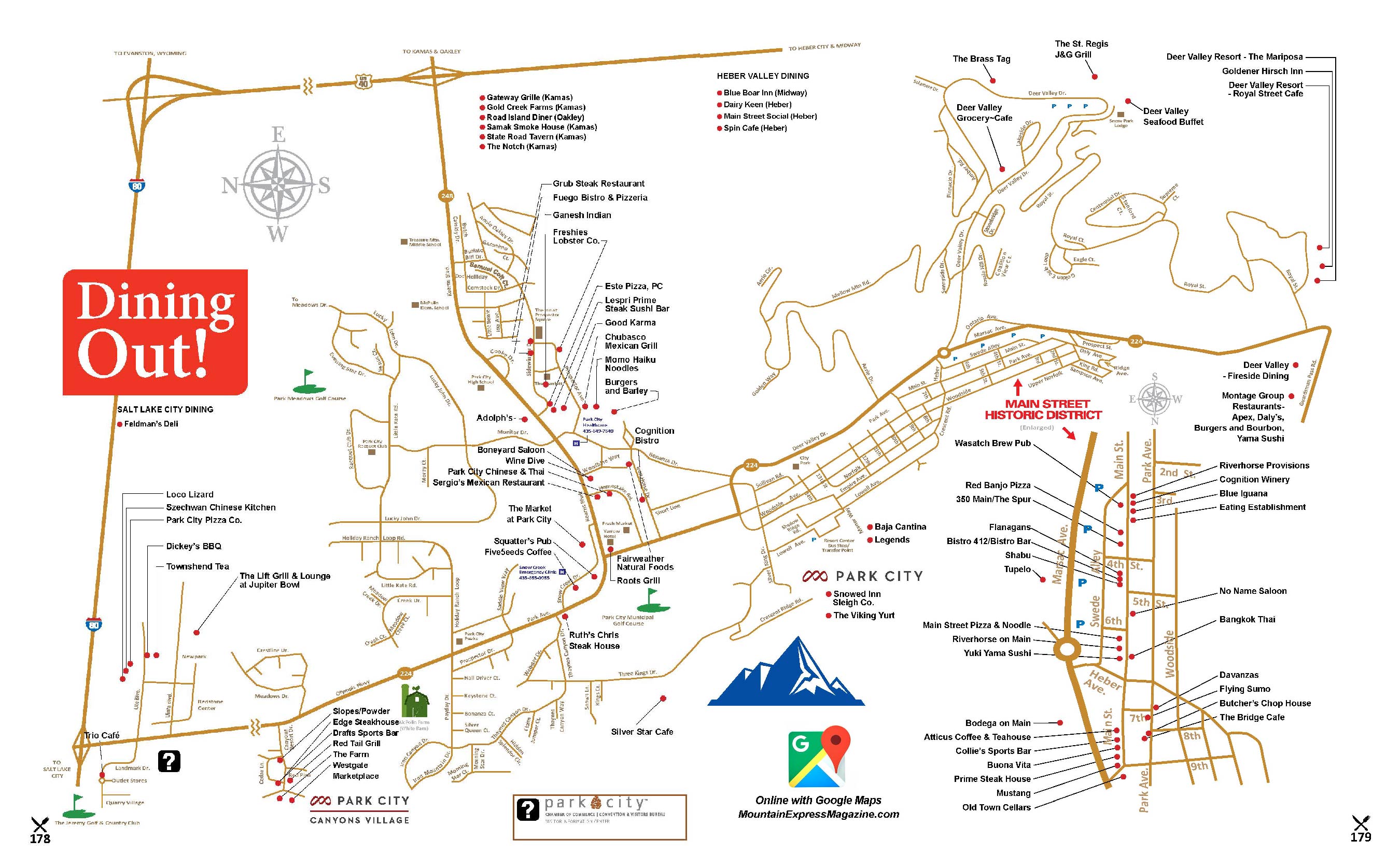 Map Of Downtown Park City Utah Dining MapS17 