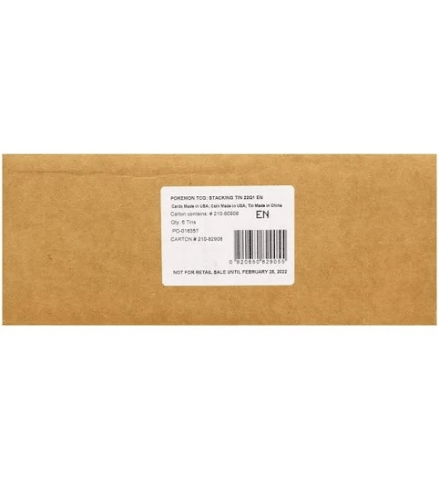 Pokemon TCG Stacking Tin 2022 Q1 Factory Sealed Case (6 Tins)