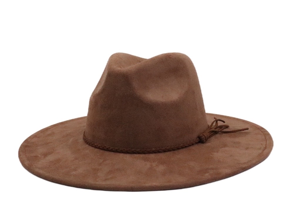 Flat Wide Brim Hat Blank - Teardrop Crown (Brown)