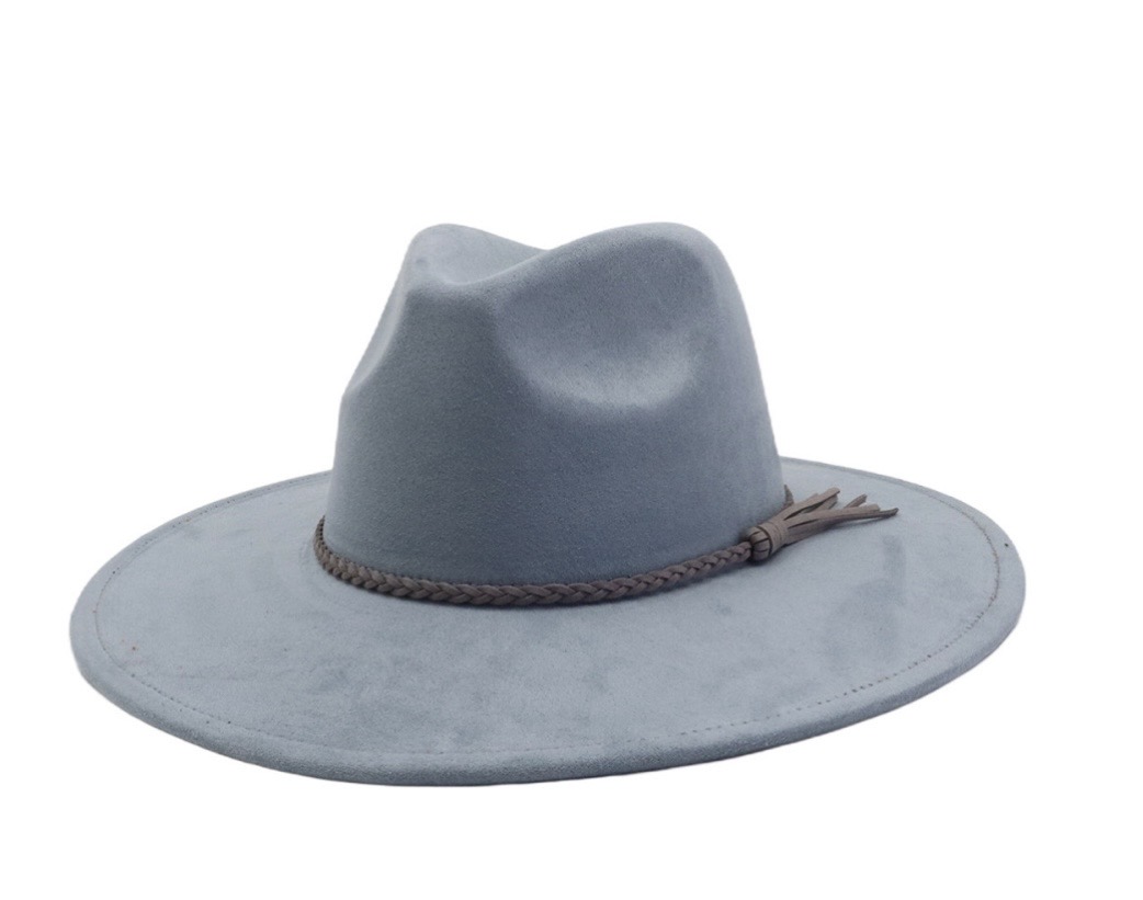 Flat Wide Brim Hat Blank - Teardrop Crown (Denim Blue)