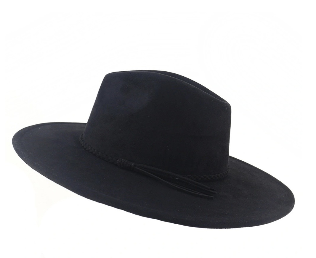 Flat Wide Brim Hat Blank - Teardrop Crown (Black)