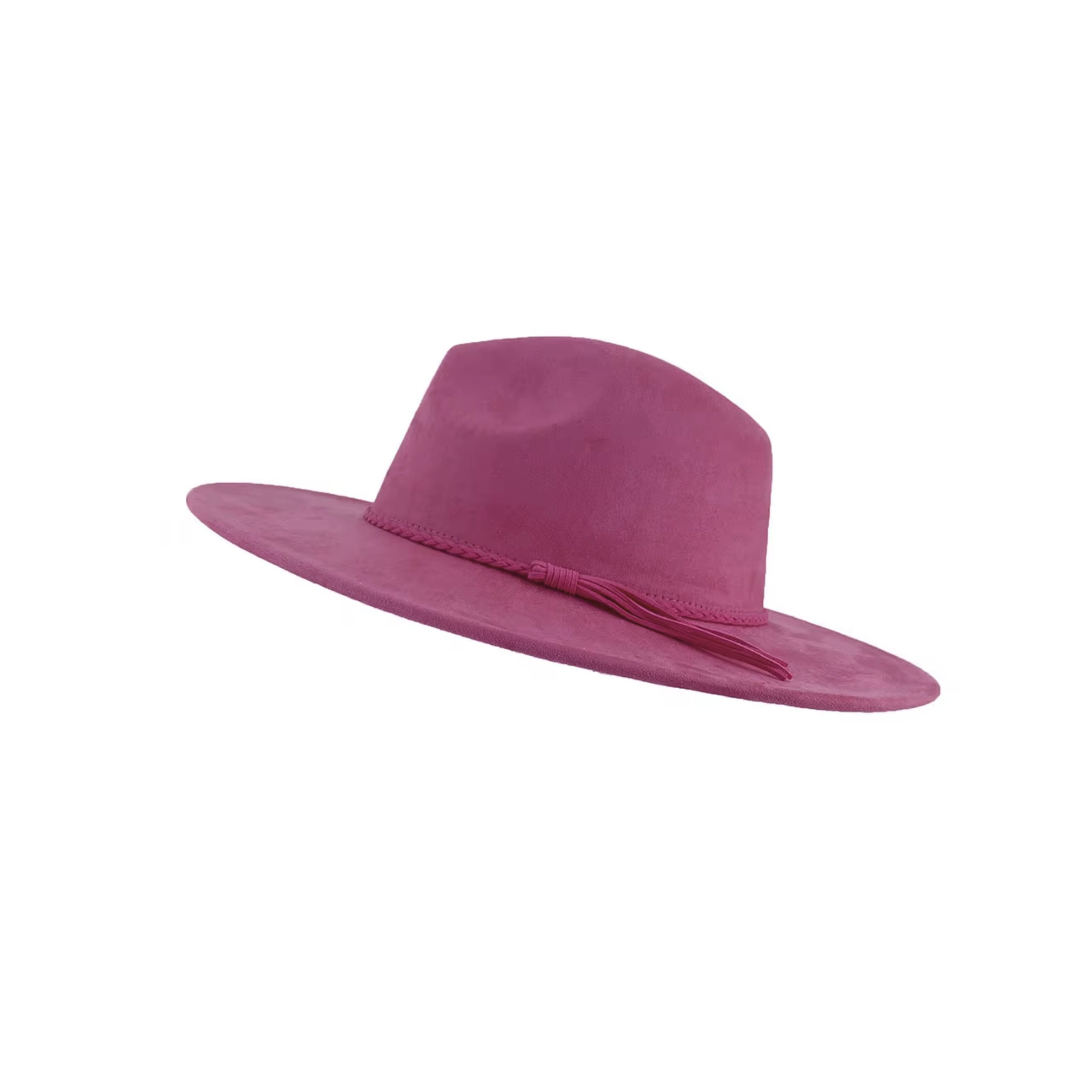 Flat Wide Brim Hat Blank - Teardrop Crown (Rose Red)