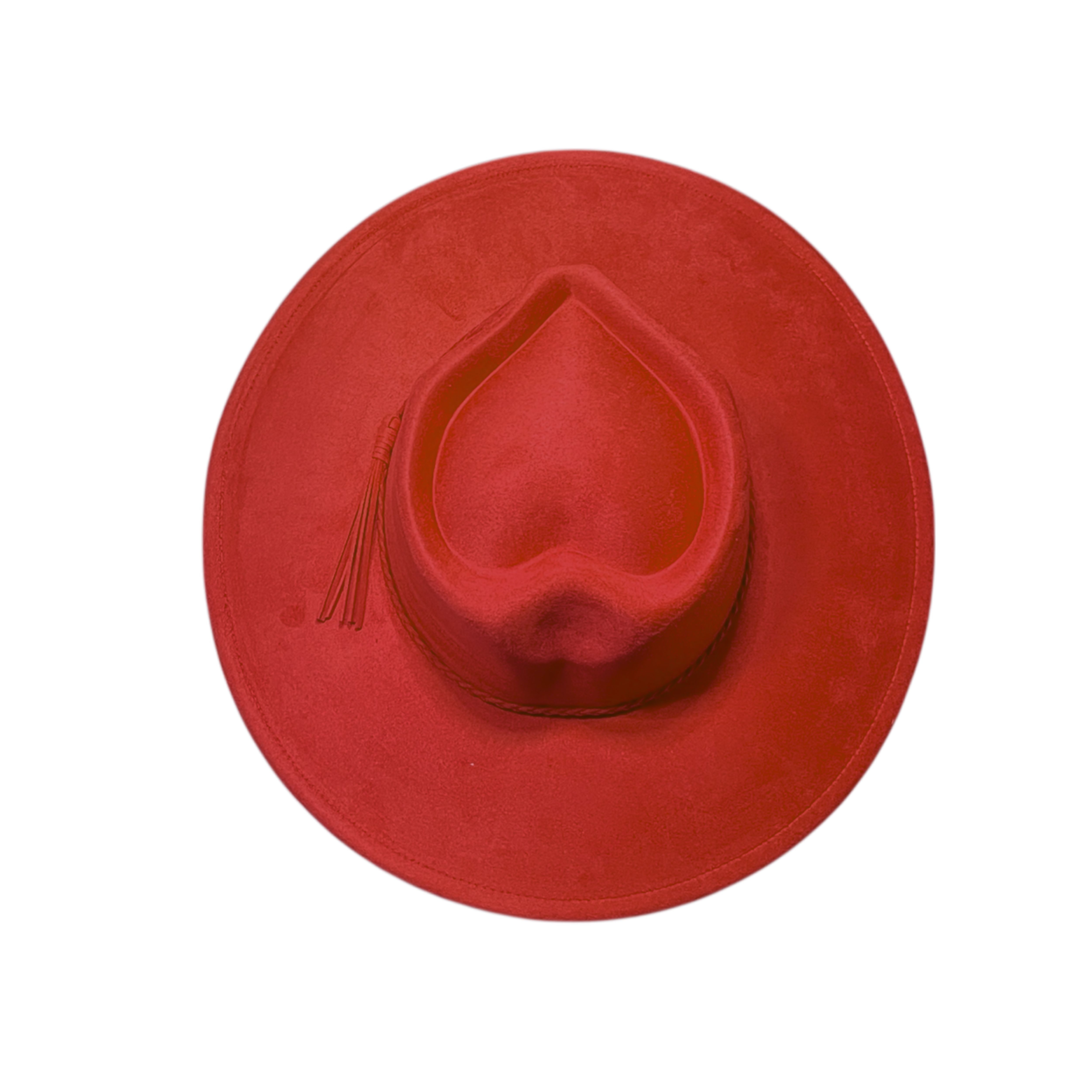 Flat Wide Brim Hat Blank - Heart Crown (Red)