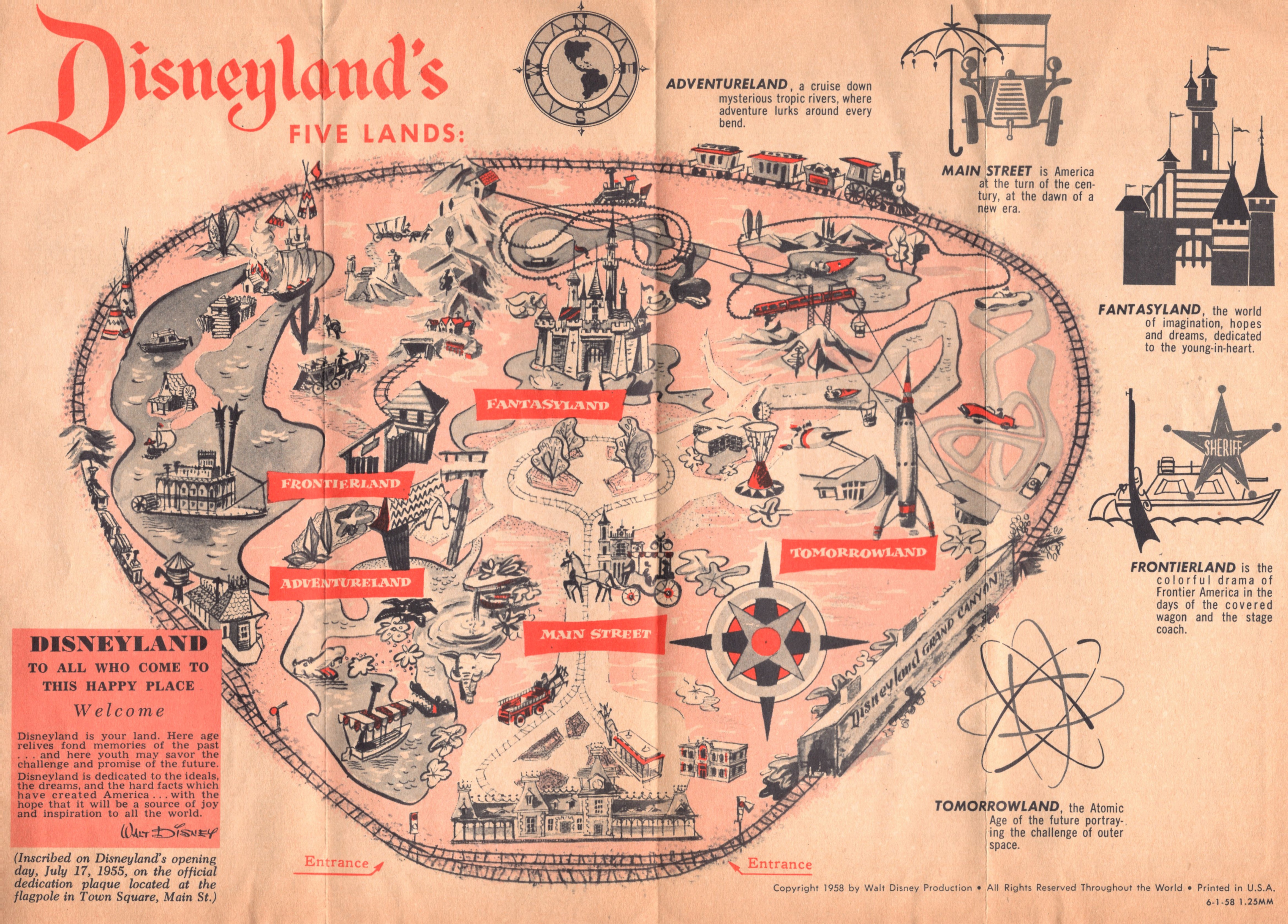 Disneyland Main-Gate Map (1958) | DISNEY COLLECTOR ARCHIVES