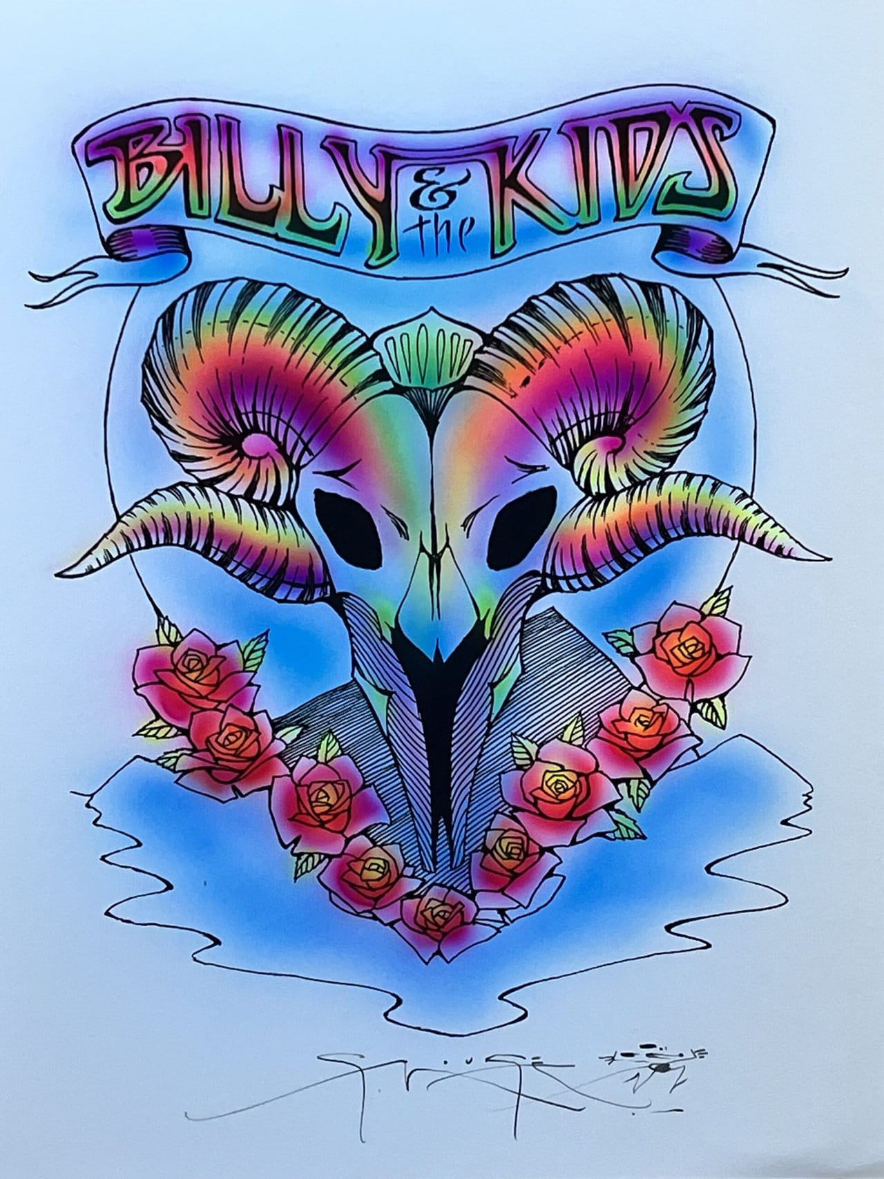 BILLY AND THE KIDS HANDAIRBRUSHED PRINT Mouse Studios