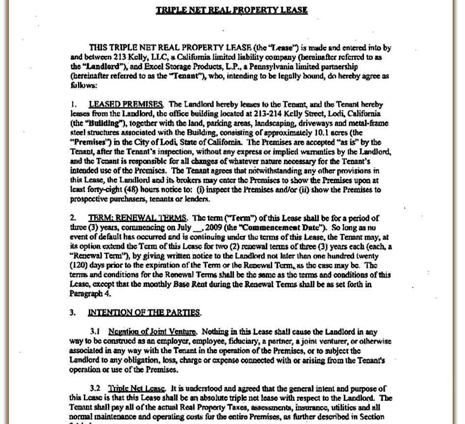 sample triple net lease form mous syusa