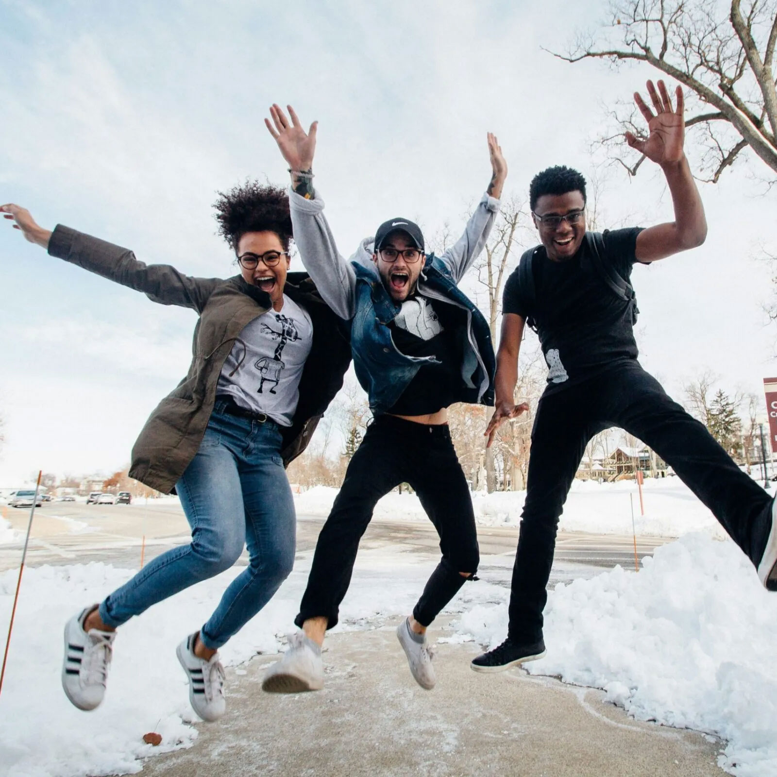 Students jumping