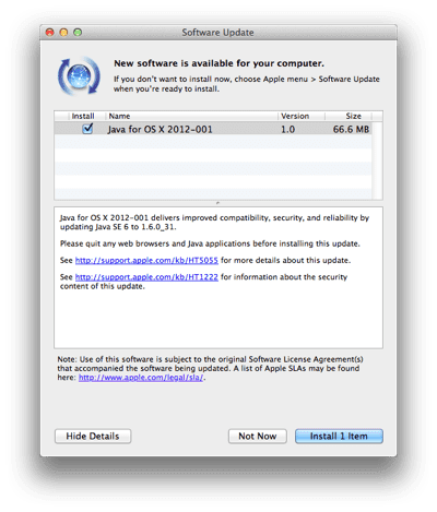 Apple releases Java for OS X 2012-001 security update