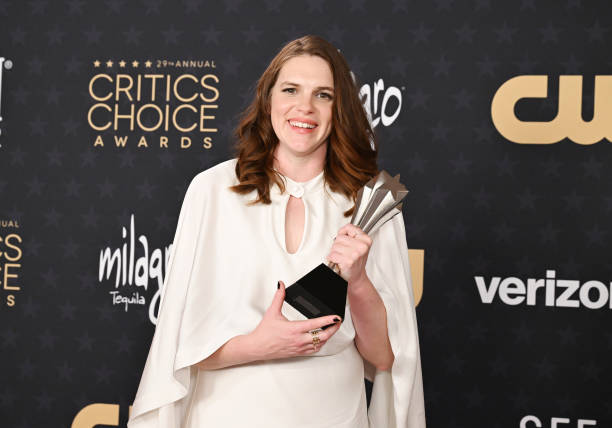 Jennifer Lame, winner of the Best Editing award for "Oppenheimer," poses in the press room at The 29th Critics' Choice Awards held at The Barker Hangar on January 14, 2024 in Santa Monica, California. Photo Credit: Gilbert Flores/Variety via Getty Images