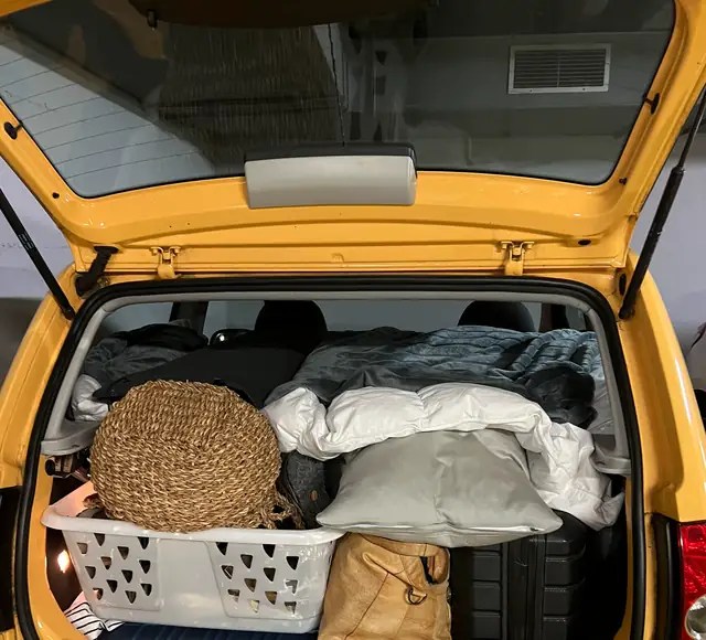 Rebecca’s car packed with everything she owned