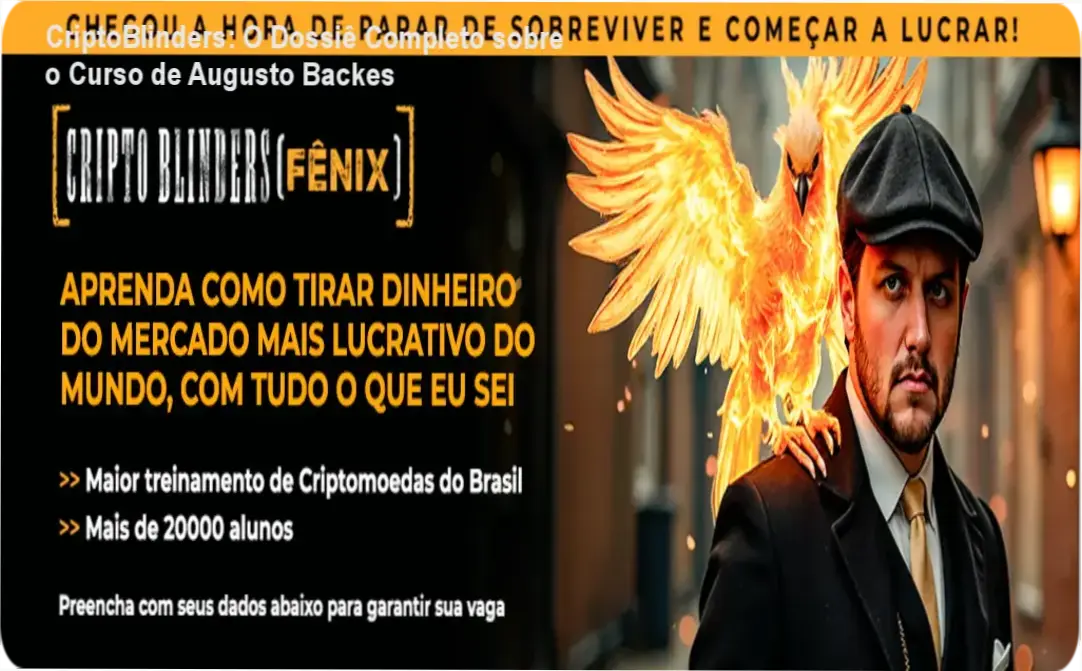 Interface interna e bastidores do treinamento CriptoBlinders de Augusto Backes em dispositivo digital