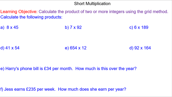 short multiplication mr mathematicscom