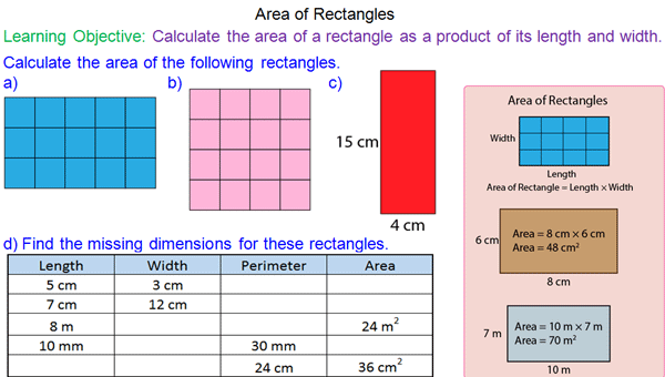 Finding the area of a rectangle