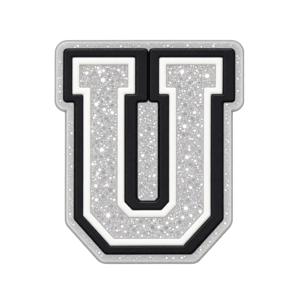 Silver Glitter Varsity Letter U