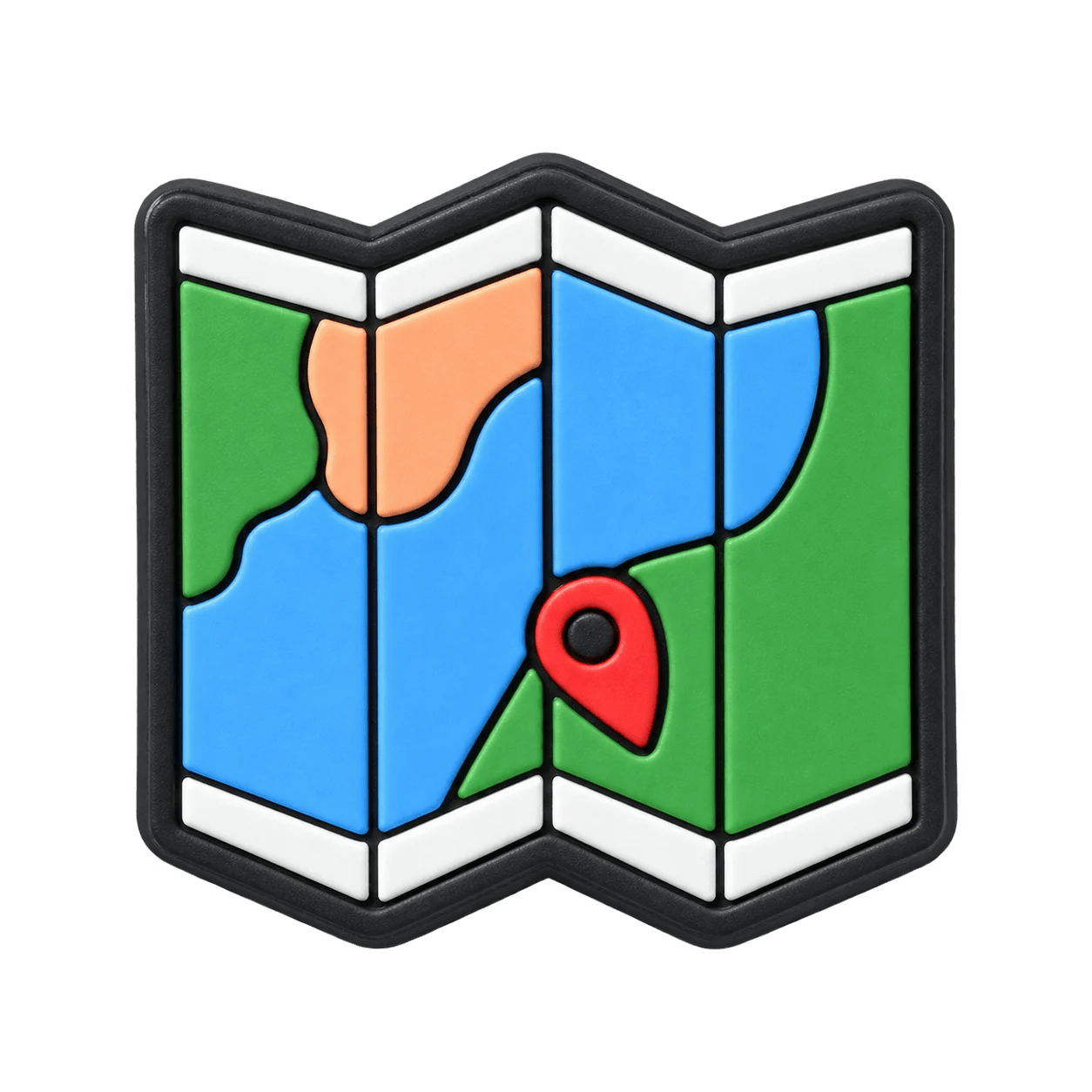 Folded Colourful Map with Location Pin