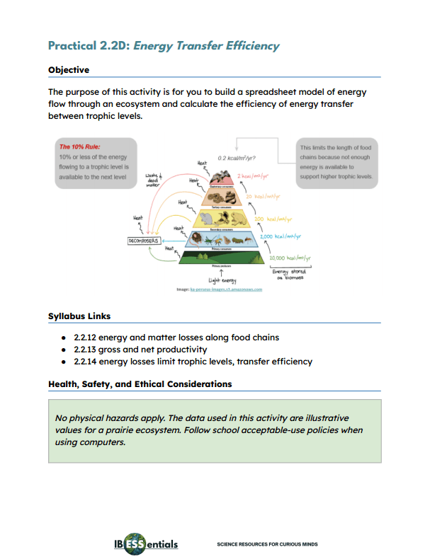 PSOW - Practical 2.2D Energy Transfer Efficiency with Teacher's Notes