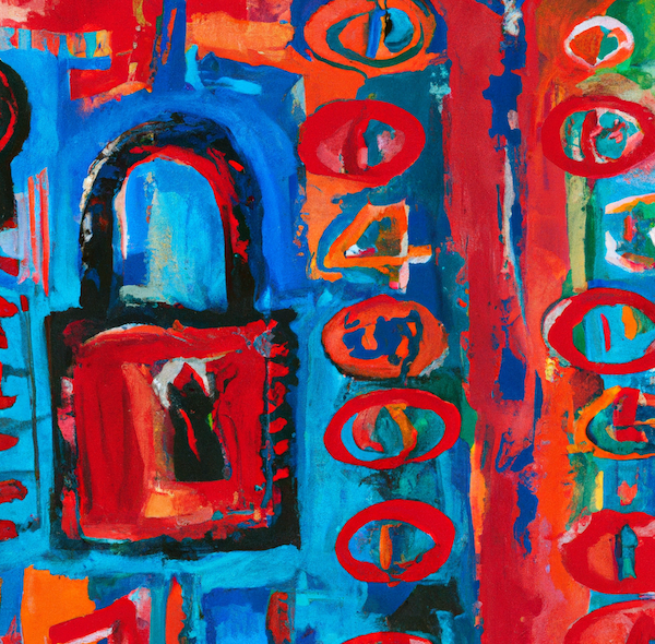 Abstract painting of a pad lock
