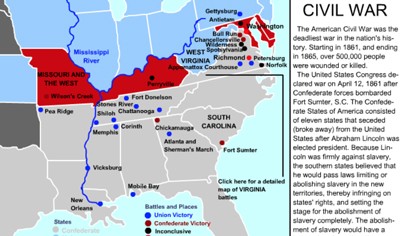 Civil War Battles Interactive Map Click To Learn About 30 Civil War 