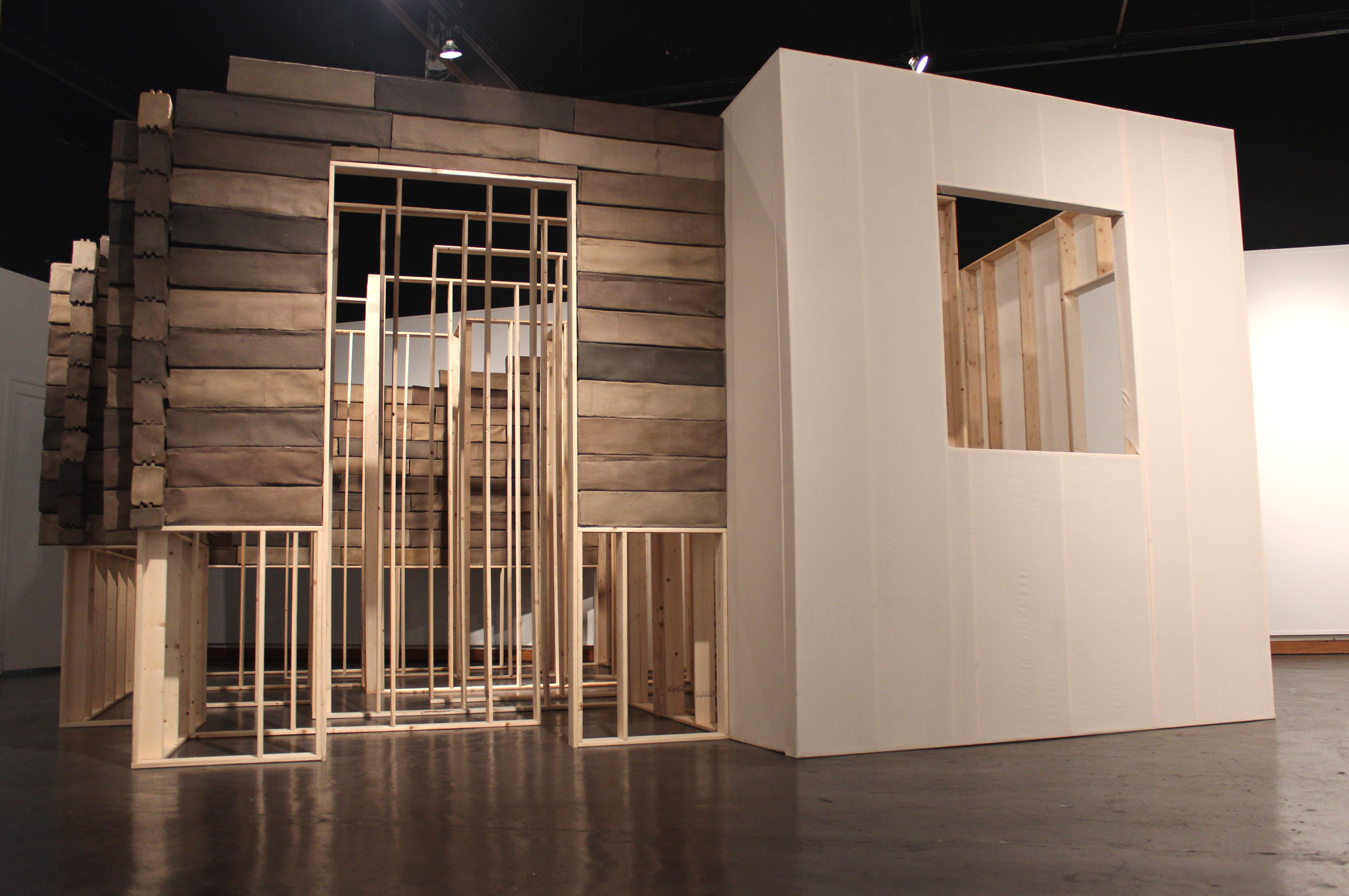 This is Only Temporary, 2016, 8' x 16' x 18,' Wood, Muslin, Cast Handmade Paper