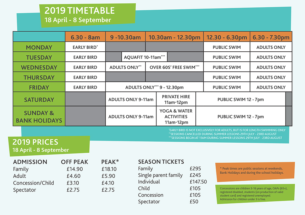 Chippy Lido Timetable