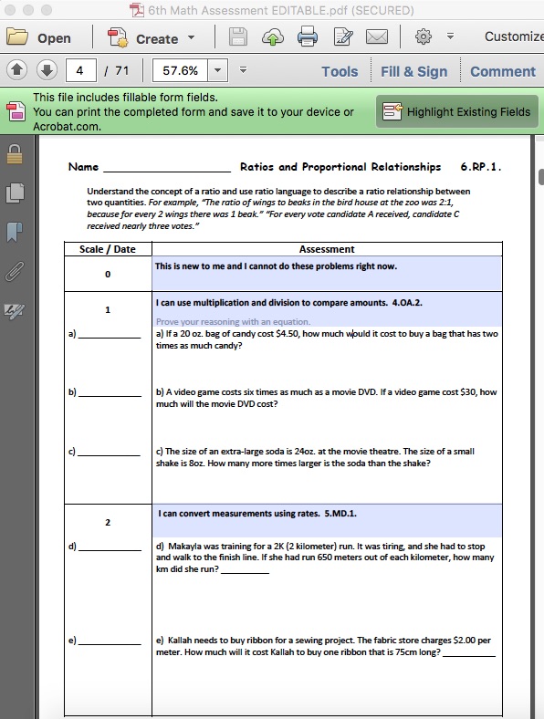6th Grade Math Proficiency Scales & EDITABLE Assessment BUNDLE - Image 8