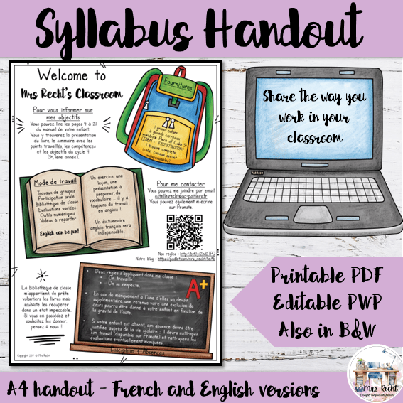 Fonctionnement du cours d'anglais