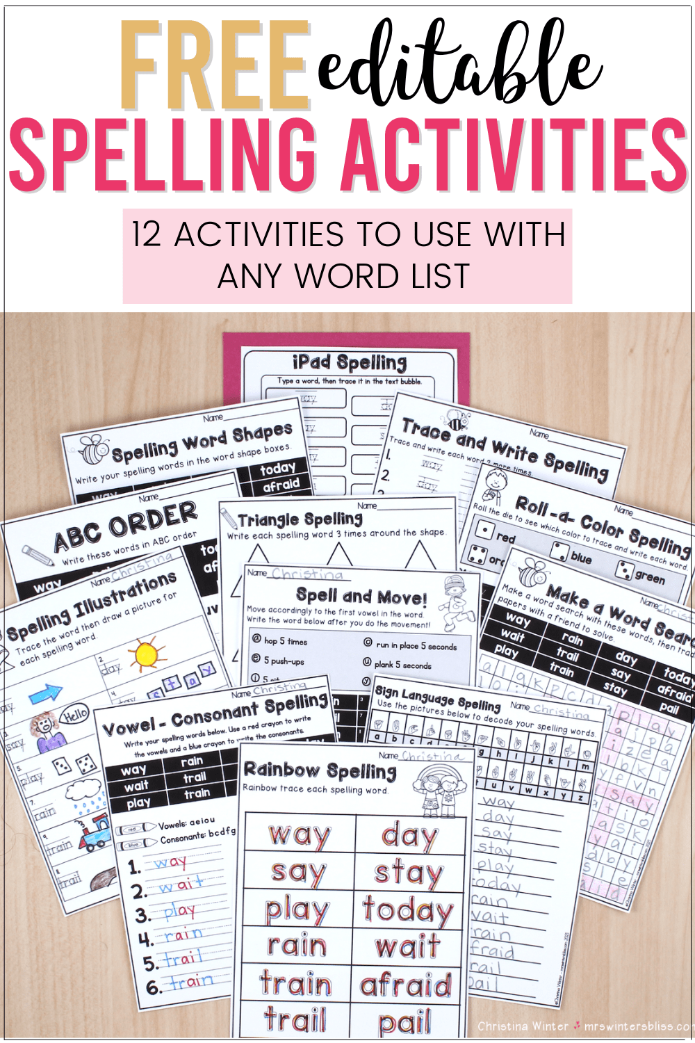 free spelling activities mrs winter s bliss
