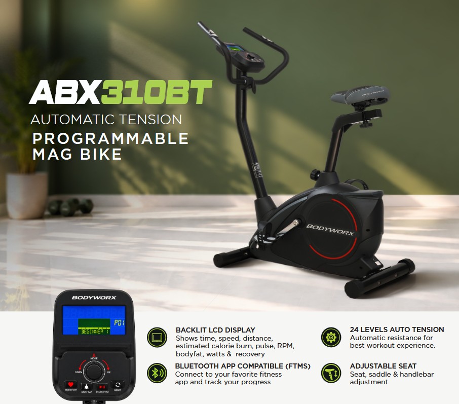 Bodyworx ABX310BT Programmable Upright Bike — Mr Treadmill Brisbane