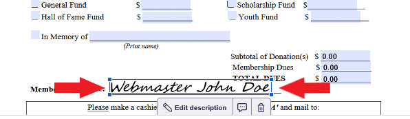 Picture of Adjusted Digital Signature on Form.