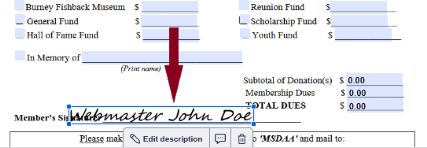 Picture of Making Adjustment Digital Signature on Form.