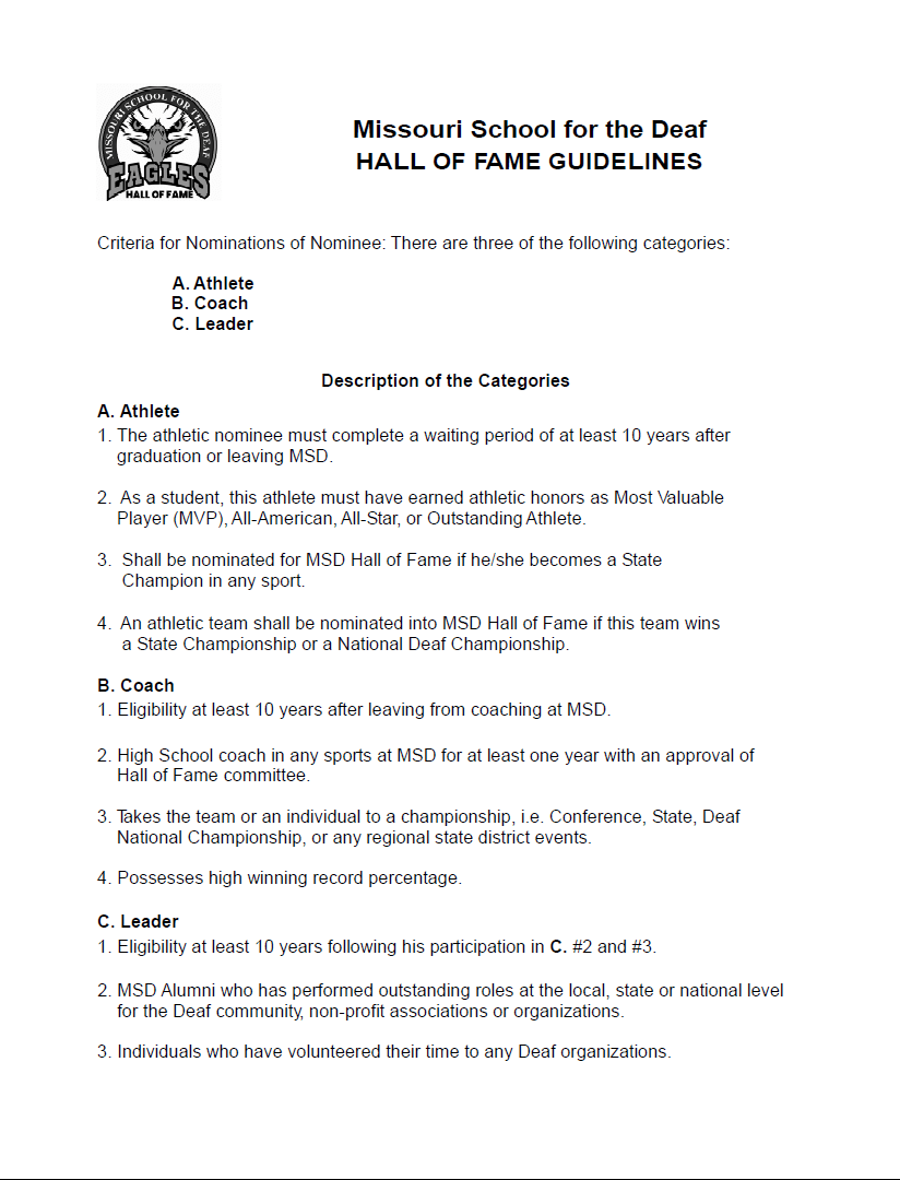 Picture of MSDAA Hall of Fame Guidelines Form